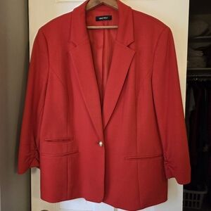 Nine West Bright Poppy Red/Orange Women's Single-Button Blazer